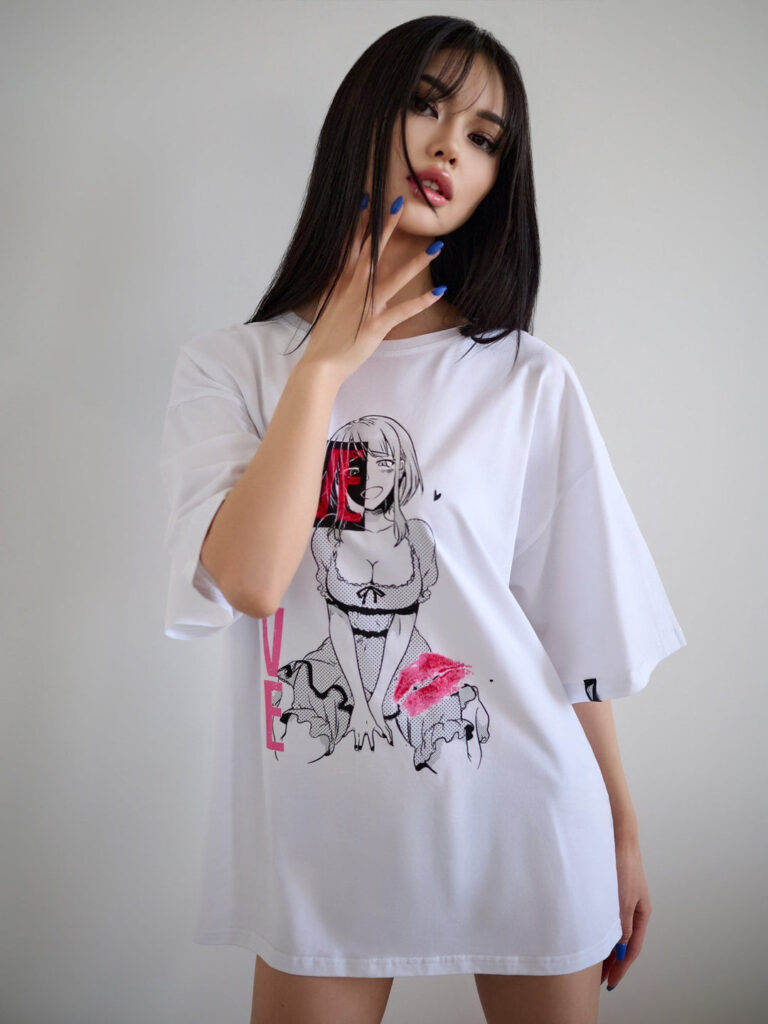 Oversize T-shirt Anime White - One size