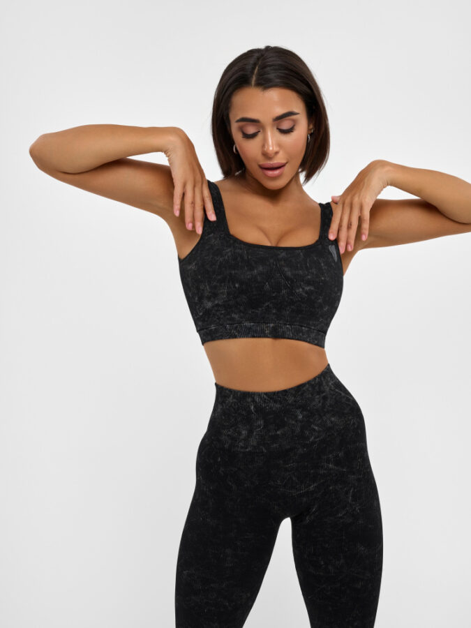 Seamless Workout Top Marble Black